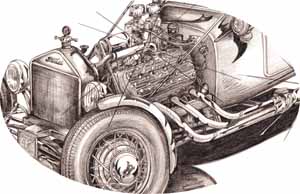 23 T Ford Flathead Engine Detail